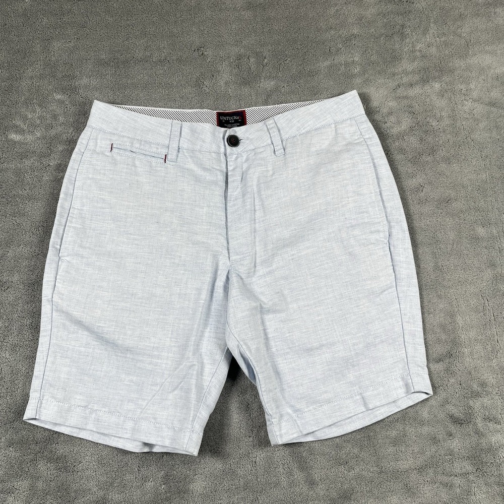 UNTUCKit Shorts Mens 30 Blue St. Julien Linen Blend Chino 9 Inseam Casual Summer - Picture 2 of 9